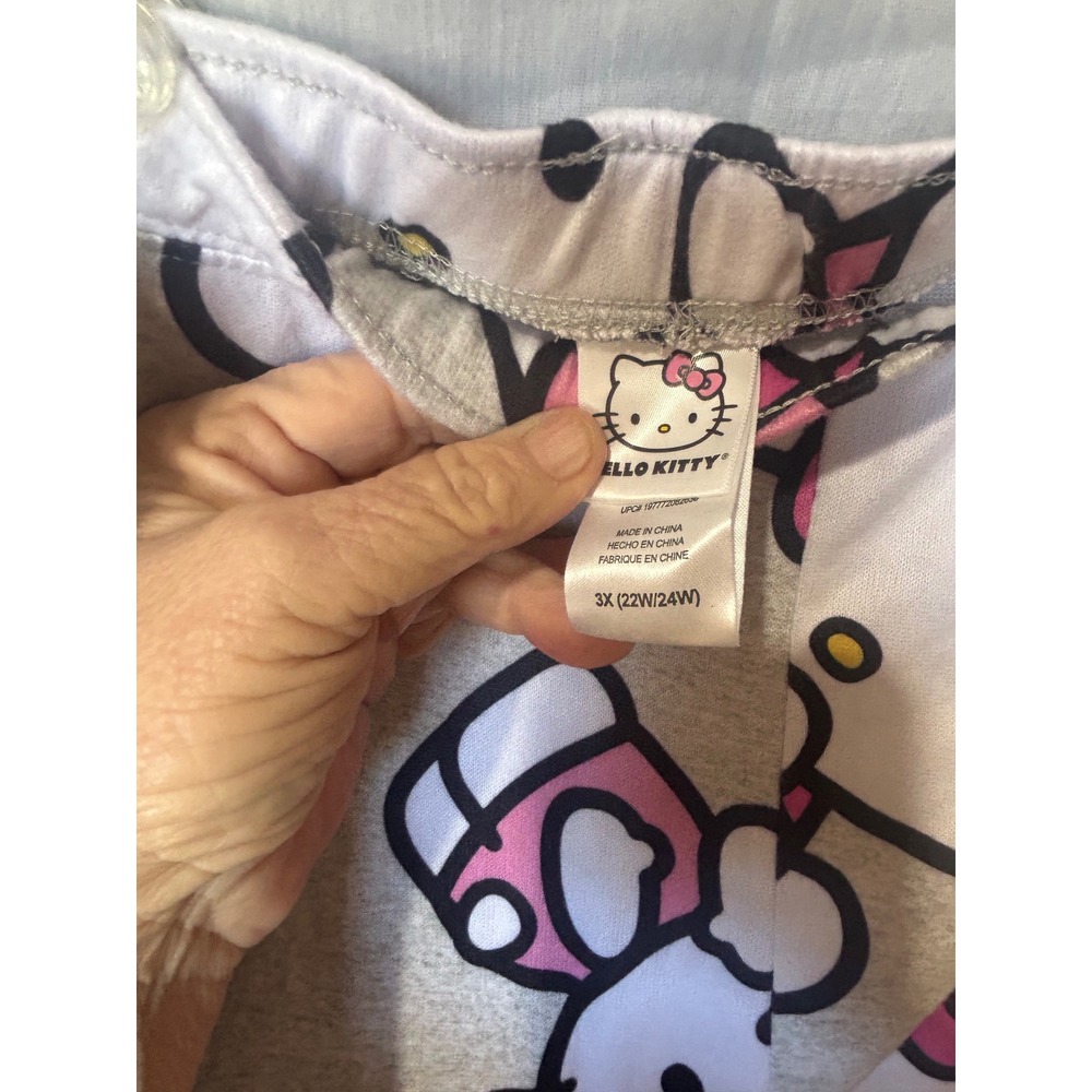 Hello Kitty Pajama Pants Women's 3X Gray Pink Sleep Lounge Pants Pockets - Picture 3 of 6